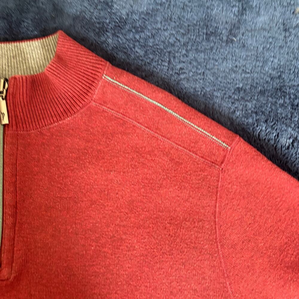 Tommy Bahama Reversible Quarter Zip Pullover Burgundy Gray Marlin Sweater XL/XXL - Picture 9 of 16